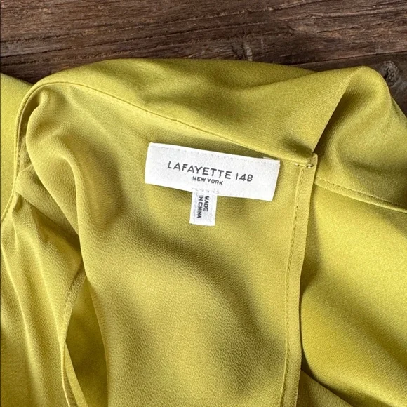 Lafayette 148 butterfly stretch ecru green silk midi long dress NWOT size 6 - Picture 9 of 14